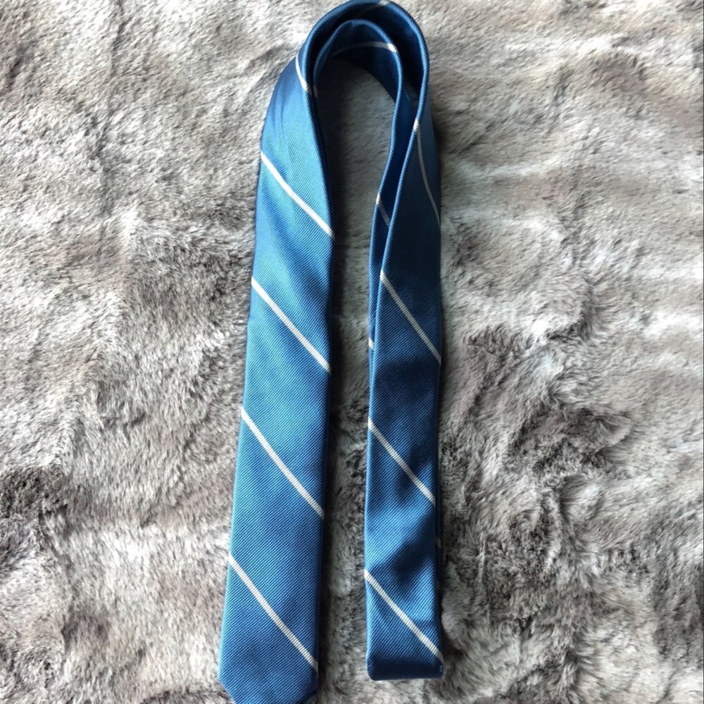 2x Tie Bar Delta Stripe Ties, super skinny, silk - Picture 10 of 15